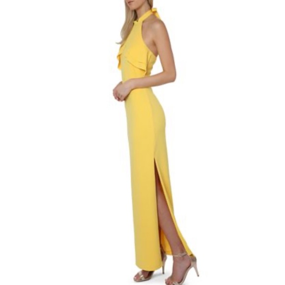 BEBE Ruffled Halter Gown - Picture 2 of 3